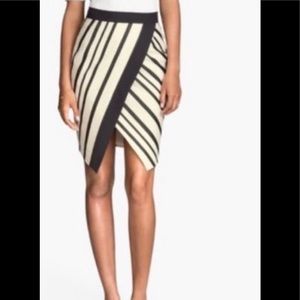H&M Black & Cream Striped Wrap Skirt